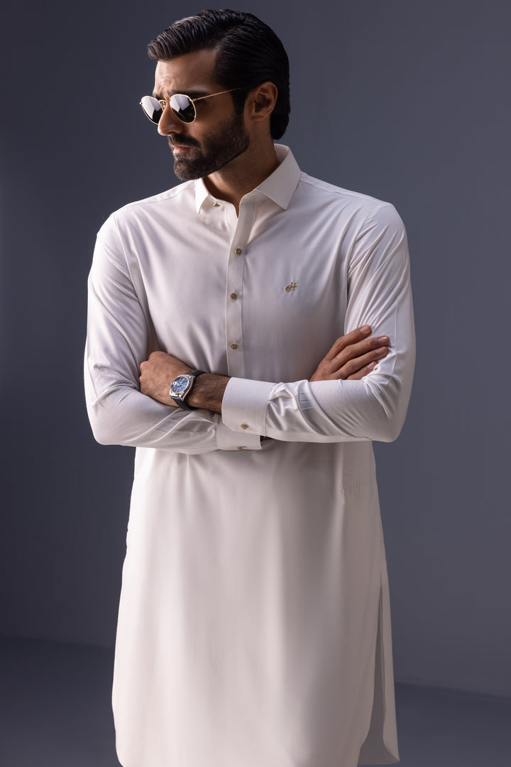 Designer Men's Classic shalwar kameez off white